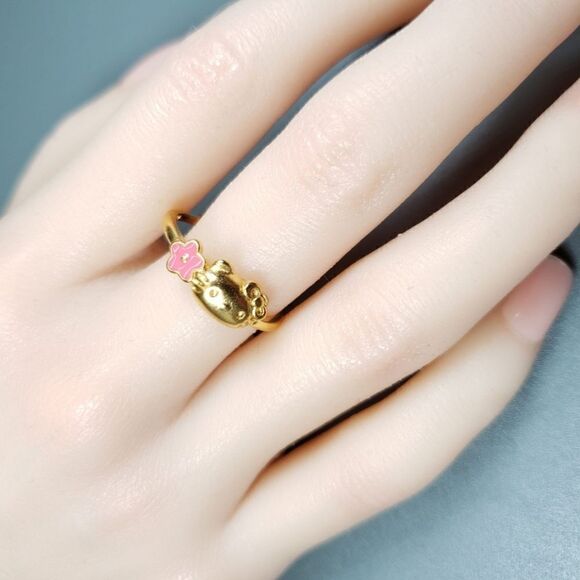 Brand New Hello Kitty 999 Gold Sakura Ring - Picture 2 of 5
